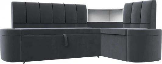 126143 Диван кухонный угловой Тефида правый угол (Серый,Черный/Велюр) Лига Диванов арт.126143