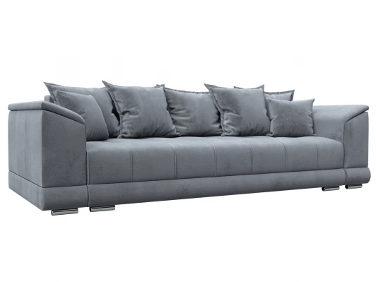 133199 Диван прямой НордСтар НПБ (ДСП,ЛДСП,Брус/Пластик,Металл/Велюр/Серый) Лига Диванов 133199