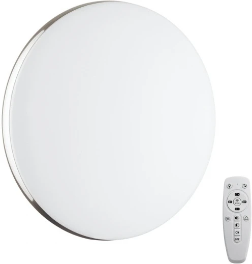 7600/DL Настенно-потолочный светильник Sonex Ringo 7600/DL пластик/белый/хром LED 48Вт ДУ 2.4G /SMART пульт ДУ/LampSmart (регулировка яркости, 220V, умный дом - LampSmart, круглые, IP43)