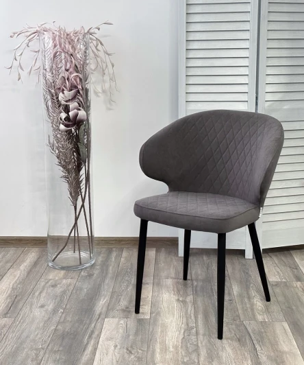 472M05595 Стул ХИЛТОН, цвет B28 Темно-серый, велюр / черный каркас М-City 472M05595