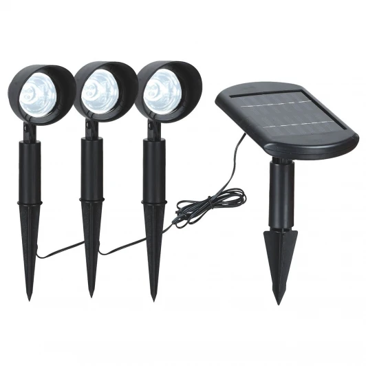 078-007-0001 Прожектор грунтовый уличный светодиодный на солнечных батареях Horoz Magic, 1 плафон, черный с прозрачным (3 шт.)