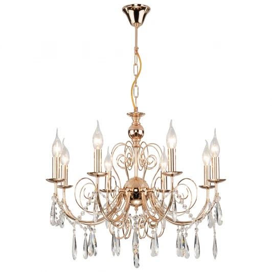 10094/8 золото Подвесная люстра Eurosvet Wispa 10094/8 золото/прозрачный хрусталь Strotskis