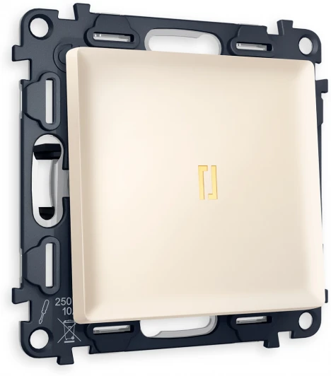 MA322030 Комплект механизма Ambrella Volt 1-клавишного проходного выключателя с подсветкой 3200K ALFA MA322030 Бежевый матовый QUANT