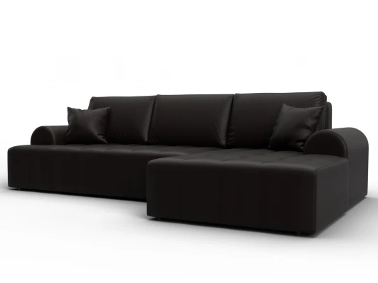 134752 Диван угловой Лига-080 угол правый (ДСП/Пластик/Экокожа/Коричневый) Лига Диванов 134752