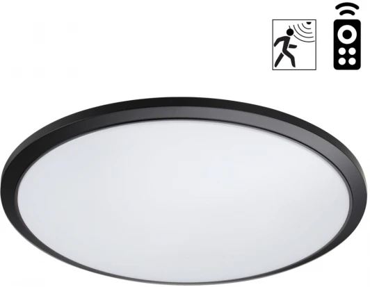 359209 Светильник накладной влагозащищ. диммир. с датчиком движения (пульт ДУ в комплекте) Novotech Mask 359209 черный IP43 LED 36W 170-265V 3240Лм 3000-6000