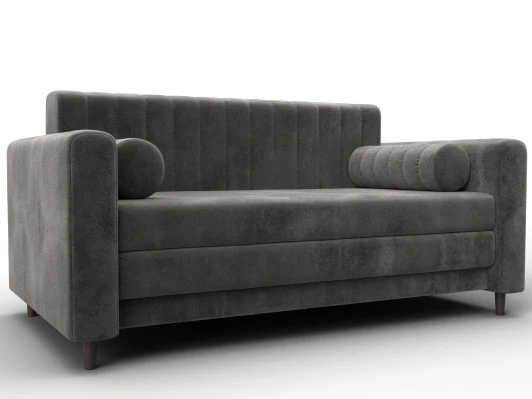 129756 Диван прямой Лига-070 (ЛДСП,Брус,Фанера/Дерево/Велюр/Серый) Лига Диванов 129756