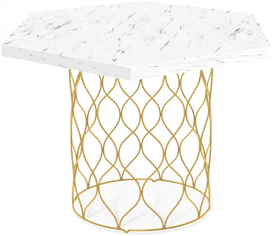 7019797701 Столик журнальный Sheffilton SHT-TU49/TT20 60 ЛДСП золото/мрамор карра белый от фабрики Sheffilton