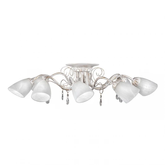 S9096-8 Люстра потолочная Day&Night, 8 плафонов, белый с золотом и прозрачным