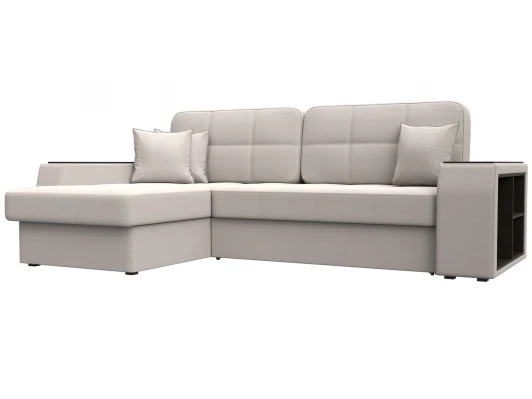 128082L Диван угловой Брюссель левый угол (ДСП,ЛДСП/Пластик/Замша/Бежевый) Лига Диванов 128082L