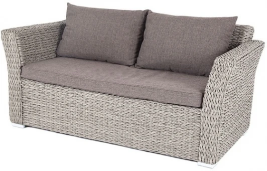 YH-C2130W-3 TW gray "Капучино" диван из искусственного ротанга (гиацинт) двухместный, цвет серый 4SIS арт.УТ-00003002