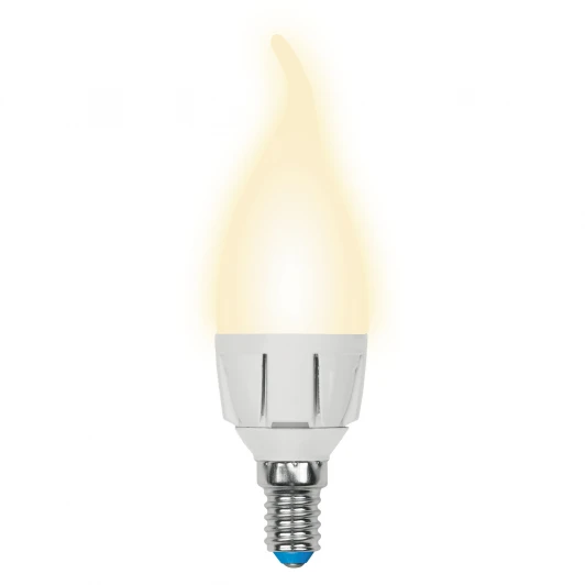 LED-CW37-7W/WW/E14/FR PLP01WH картон Лампочка светодиодная свеча на ветру белая E14 7W 3000K Uniel LED-CW37-7W/WW/E14/FR PLP01WH