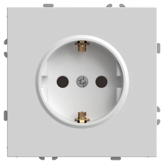 49880 Розетка с заземлением и шторками (белый фарфор, soft touch) Stekker Эмили 49880