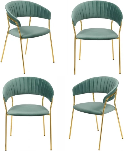 FR 0912K Комплект из 4-х стульев Turin мятный с золотыми ножками Bradexhome арт.FR 0912K