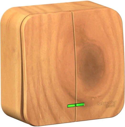 BLNVA105105 Выключатель накладной двухклавишный с подсветкой (ясень) Systeme Electric Blanca BLNVA105105