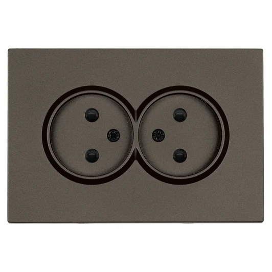 49929 Розетка двойная без заземления со шторками (антрацит, soft touch) Stekker Эмили 49929