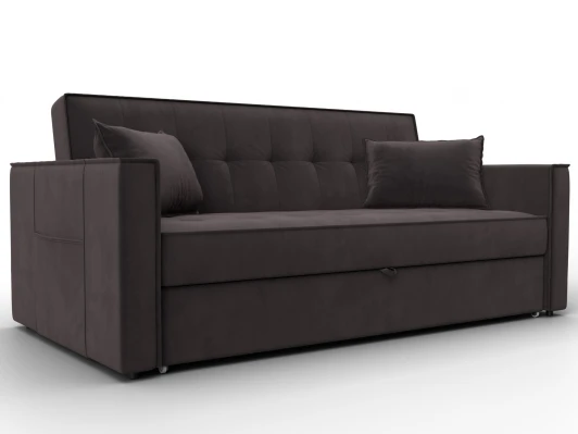134888 Диван прямой Лига-104 (160) (ЛДСП,Брус,Фанера,Велюр/Коричневый) Лига Диванов 134888