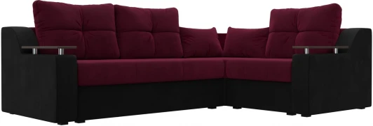 114621 Диван угловой Кронос правый угол (Бордовый,Черный/Микровельвет) Лига Диванов арт.114621