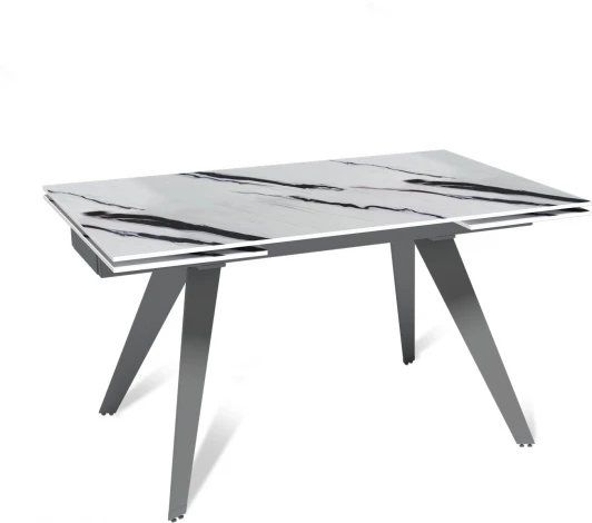 50951000001284 Стол раскладной Rhein (140+40+40), керамика глянцевая Panda White Top Concept арт.22729