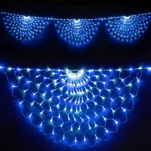 RNL384-5W-10-2WB Светодиодная Сеть Радужная 3 x 0,5 м Бело-Синяя, 384 LED, Провод Прозрачный Силикон, IP65