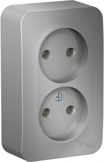 BLNRA000203 Розетка накладная двойная без заземления (алюминий) Systeme Electric Blanca BLNRA000203