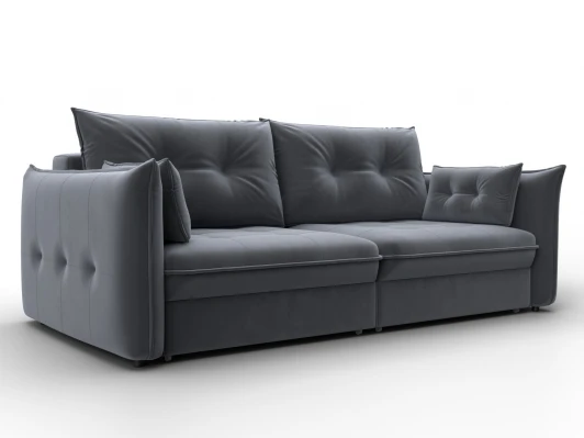 133650 Диван прямой Лига-100 НПБ (ДСП,Фанера/Пластик/Велюр/Серый) Лига Диванов 133650