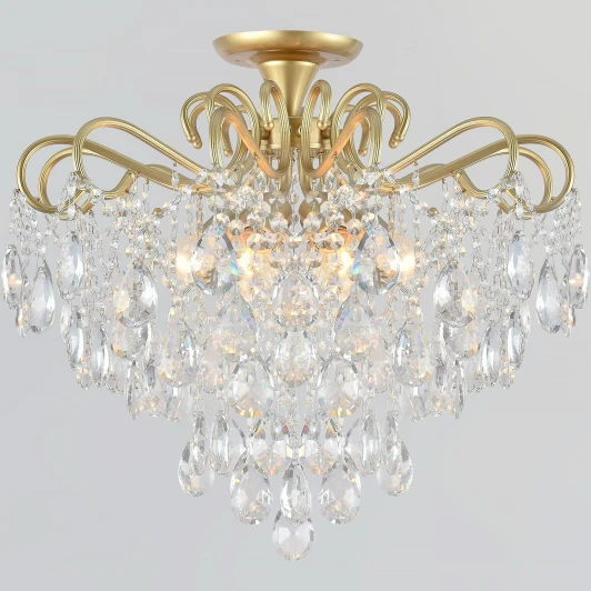 04066-0.3-06 MATT GOLD+CR Потолочная люстра хрустальная на штанге Reluce 04066-0.3-06 MATT GOLD+CR (220V)