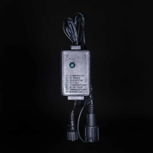 EF8-1A-1 Контроллер для Cиликоновых Нитей 24В с Возможностью Управления, до 600 LED, Провод Черный Каучук, IP65