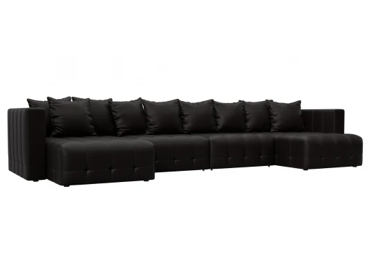 129919 Диван П-образный Лига-052 НПБ Лонг (ЛДСП,Брус,Фанера/Пластик/Экокожа/Коричневый) Лига Диванов 129919