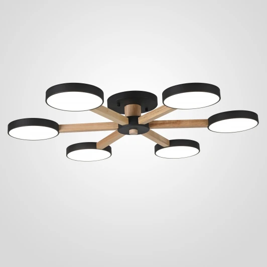 Turna01 Потолочная люстра Wi-Fi на штанге Turna 6 Black By ImperiumLoft Turna01 (LED, 220V, голосовое управление, умный дом - Алиса)