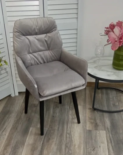 480M05327 Стул РАЛЬФ ДАНС 360 град. поворотный, ZIZI 522 Серый, велюр / Черный каркас, M-City