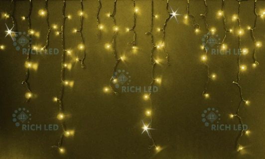 RL-i3*0.9F-B/Y Гирлянда светодиодная Бахрома желтая с мерцанием 220B, 144 LED, провод черный, IP54 RL-i3*0.9F-B/Y Rich LED