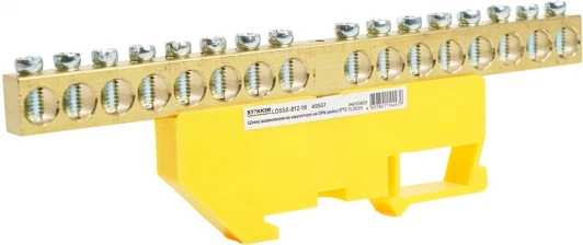 49557 Шина заземления на изоляторе на DIN-рейку 16 выводов (желтый) Stekker 49557