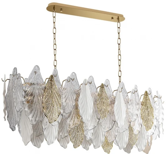 5052/14 Подвесная люстра Odeon Light Lace 5052/14 золото/белый/прозрачный/металл/стекло/фарфор/металл E14 14*40W (220V, на цепи, лепестки)