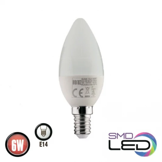 001-003-0006 Лампа светодиодная Horoz, свеча, E14, 6W, 220V, нейтральный (4200K)