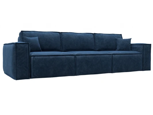 130140 Диван прямой Лига-081 НПБ Лонг (ДСП/Пластик/Велюр/Синий) Лига Диванов 130140
