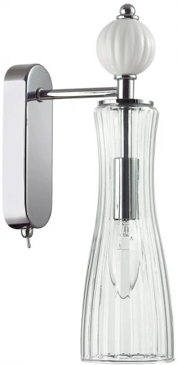 8268/1W Бра с выключателем Lumion Emily 8268/1W хром/белый/прозрачный, металл/керамика/стекло Е14 1*40W 220V