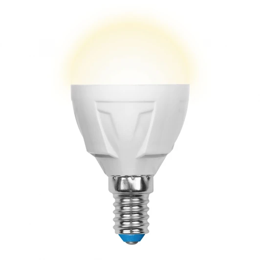 LED-G45 7W/WW/E14/FR PLP01WH картон Лампочка светодиодная шар белая E14 7W 3000K Uniel LED-G45 7W/WW/E14/FR PLP01WH