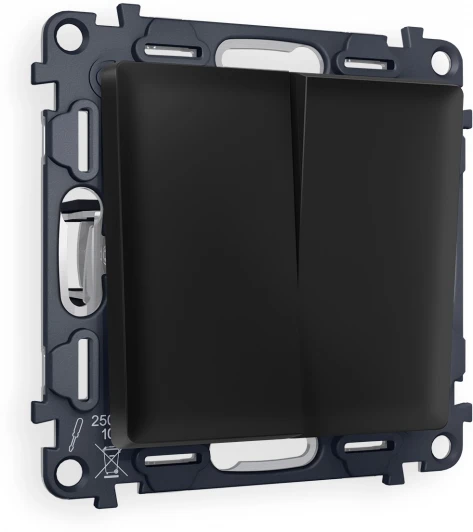 MA803020 Комплект механизма Ambrella Volt 2-клавишного проходного выключателя ALFA MA803020 Черный матовый QUANT