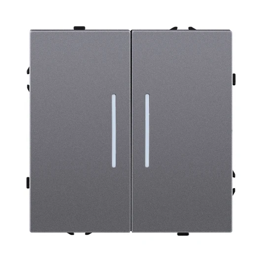 EC-011GY Выключатель 2-клавишный проходной 10А/250В с LED подсветкой, серый Kollinger Eclipse EC-011GY