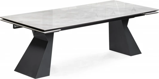 588037 Стеклянный стол Денхольм 240 (Денхольм 240(290)х100х75 rystal onyx bianco / черный) Woodville арт.588037