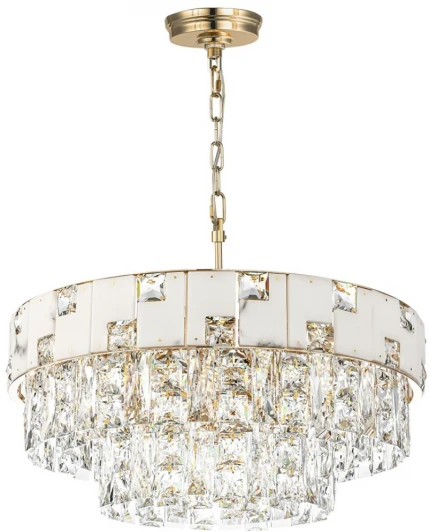 5076/11 Подвесная люстра Odeon Light Chessi 5076/11 золото/прозрачный/белый/металл/хрусталь/алебастр E14 11*40W (220V, подвески, на цепи, круглые)