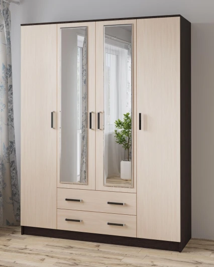 00-00003965 Шкаф ТЭКС для одежды и белья Лагуна 160 см, венге/дуб молочный