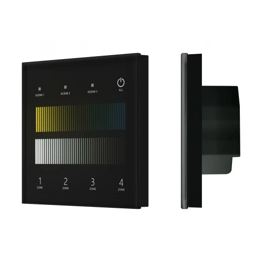 060792 Сенсорная панель INTELLIGENT ARLIGHT SMART-DALI-301-11-4G-3SC-DT8 Черная (230V, встраиваемая, 2.4G) (IARL, IP20 Пластик) 060792
