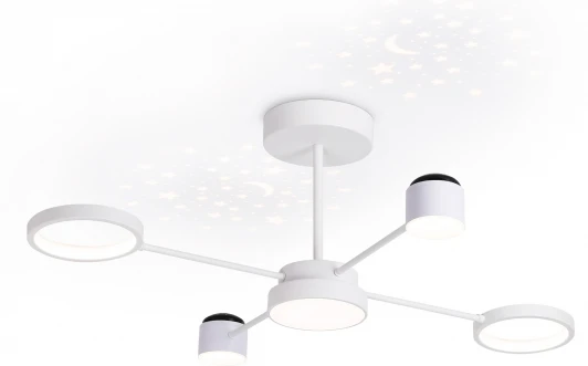 FL51631 Потолочная люстра на штанге светодиодная с пультом Ambrella Comfort FL51631 (регулировка яркости, 220V, круглые, звездное небо, проекция)