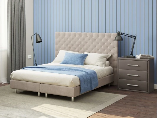 1928812 PROxSON Кровать Paris Boxspring Lift (Ткань: Велюр Monopoly Миндаль (111)) 160x200