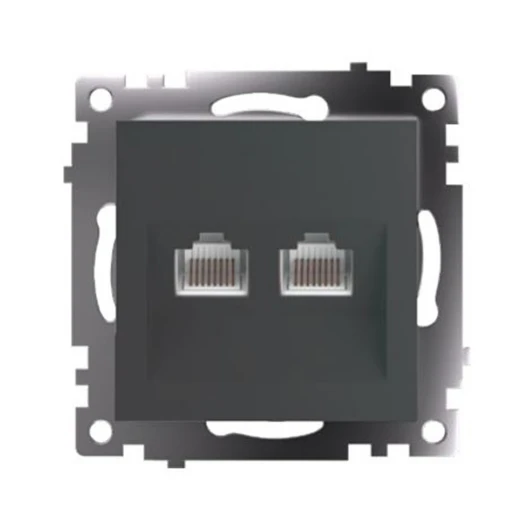 50008 Розетка Ethernet RJ-45 двойная (графит) Stekker Катрин 50008