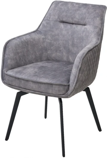 621M05626 Стул RENLY 180 град. поворот. 7525-180 Серый, велюр / Черный, ®DISAUR