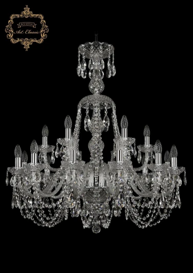 11.11.12+6.300.XL-94.Cr.Sp Подвесная большая люстра Art Classic 11.11 11.11.12+6.300.XL-94.Cr.Sp (220V, хрусталь, на цепи, подсвечник, свеча)