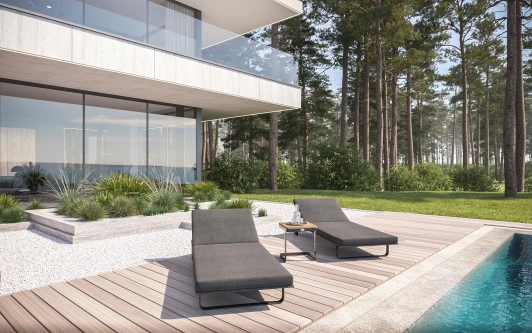 SPHCD.010800.N1 Шезлонг Gardenini Premium Hacienda (Алюминий,Ткань/Темно-серый) арт.SPHCD.010800.N1