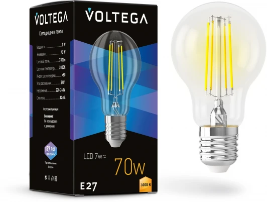 7225 Светодиодная лампа A60 7W 3000K E27 Voltega General purpose bulb E27 7W 7225